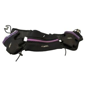 Fitletic Hydra 16 Hydration Running Belt Black Purple Waist Pack Race Bib Loops‎